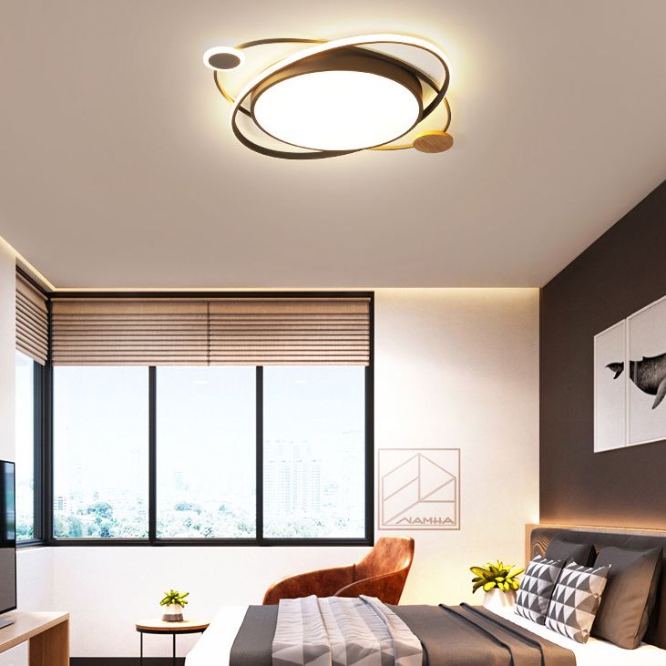 Round LED Flush Mounted Fixture Macaron Metal Bedroom LED Flush Ceiling Light