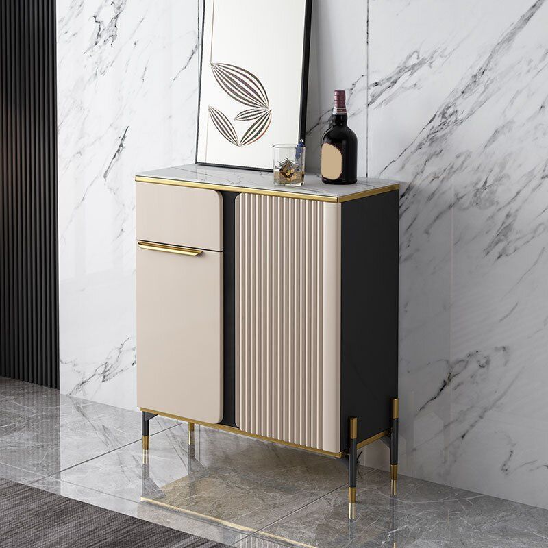 Glam Credenza Stone Buffet Sideboard with Drawers and Cabinets