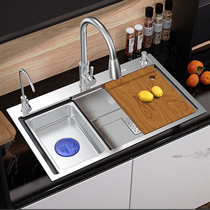 Modern Kitchen Sink Stainless Steel with Grid Strainer and Faucet Workstation Sink