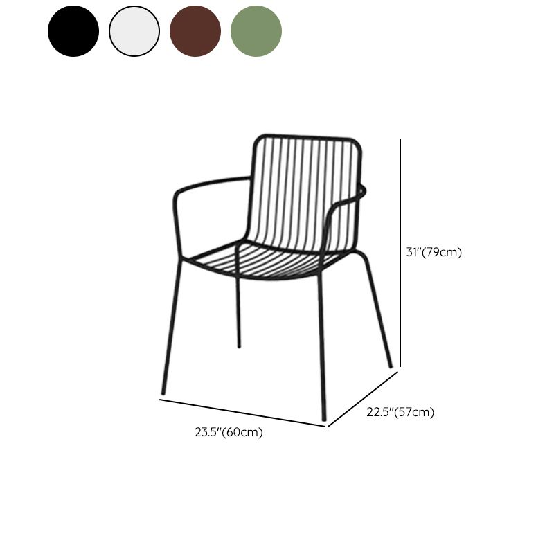 Modern Outdoors Dining Chairs Iron With Arm Stacking Patio Arm Chair