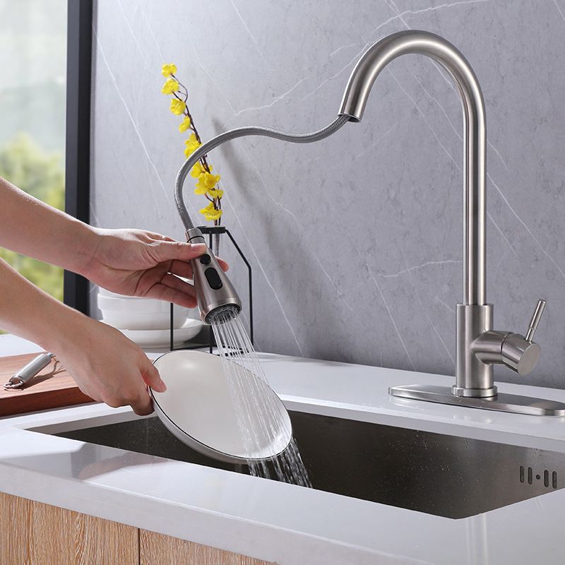 Pulldown Sprayer Bar Prep Kitchen Faucet Contemporary Bridge Faucet