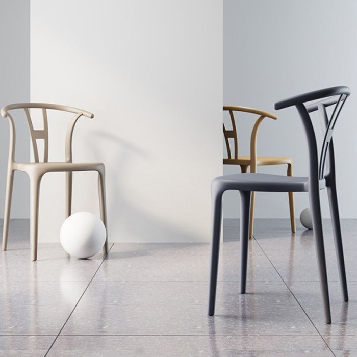 Modern Plastic Chair Matte Finish Chair with 4 Legs for Home