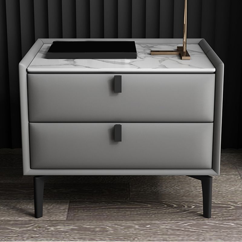 18.5" Tall 2 - Drawer Nightstand Modern Solid Wood Nightstand