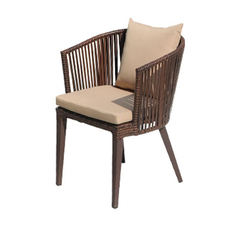 Tropical Rattan Patio Dining Chair Removable Cushion Outdoors Dining Chairs