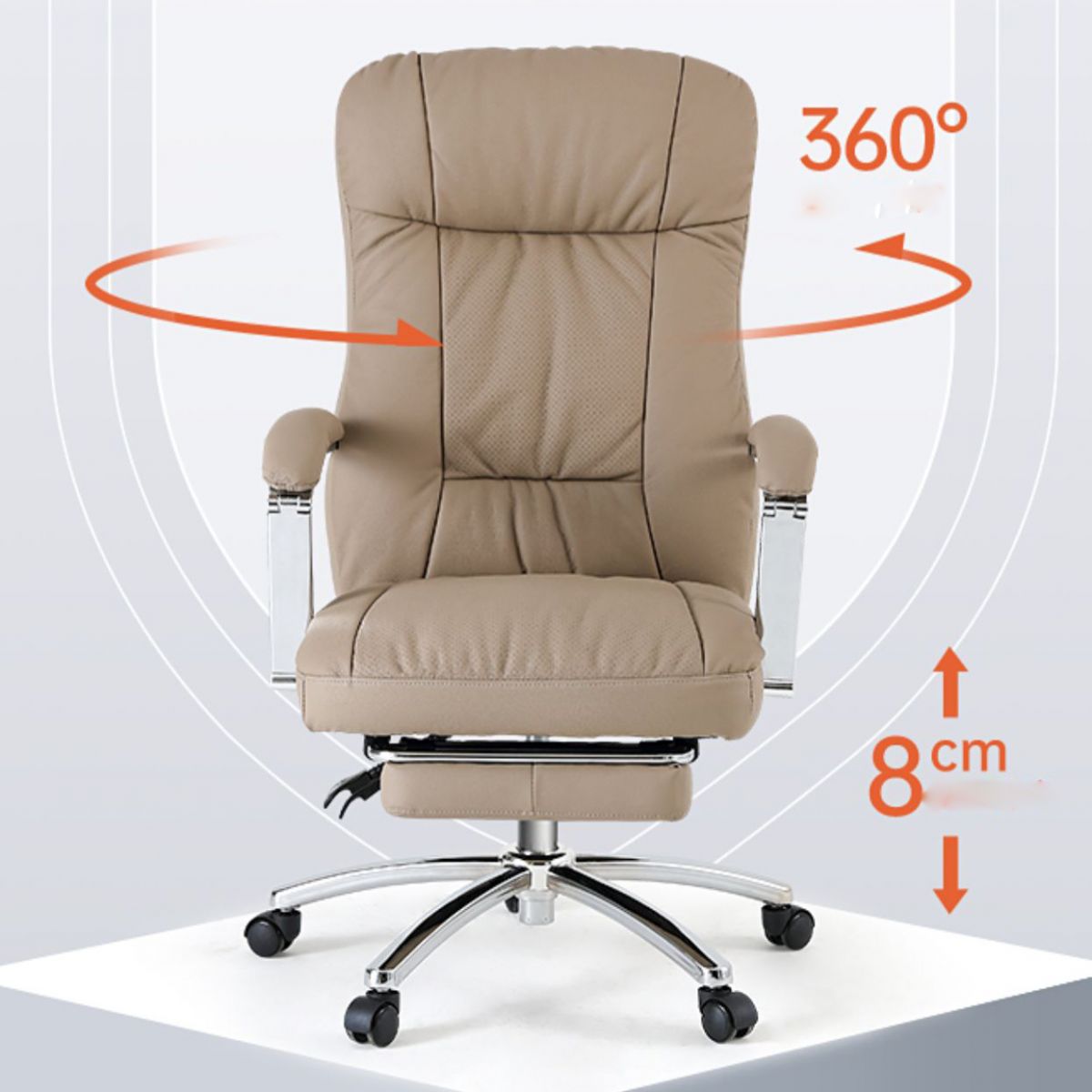 Modern Swivel Chair Adjustable Seat Height Fixed Arms Footrest Office Chair with Wheels