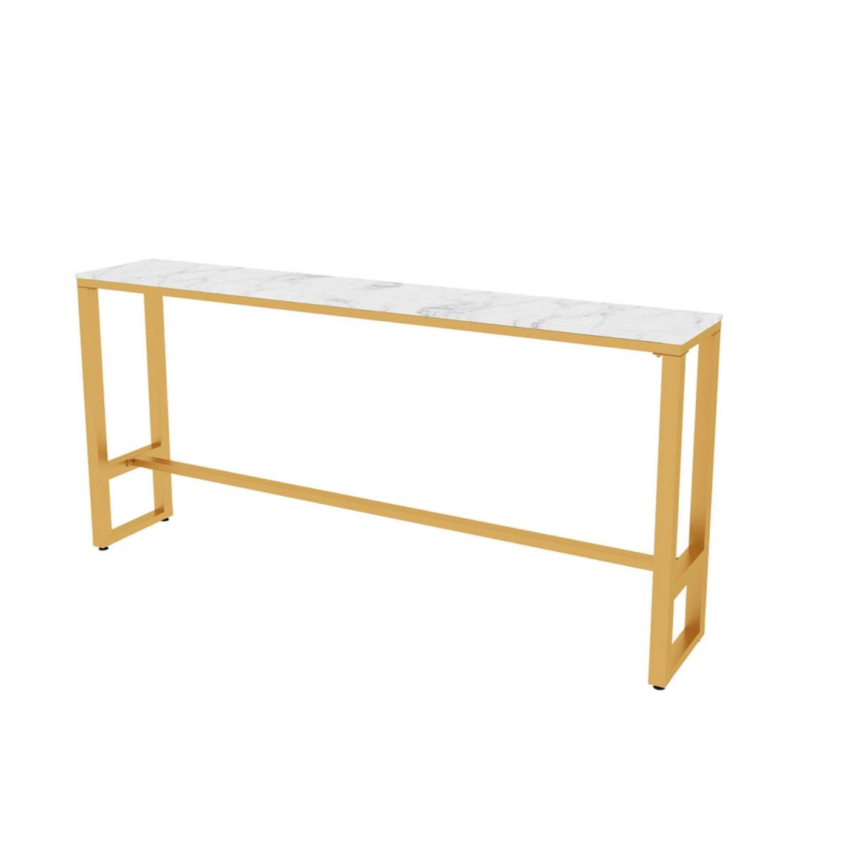 White Glam Style Bar Table in Faux Marble and Metal Living Room Simple Bar Table