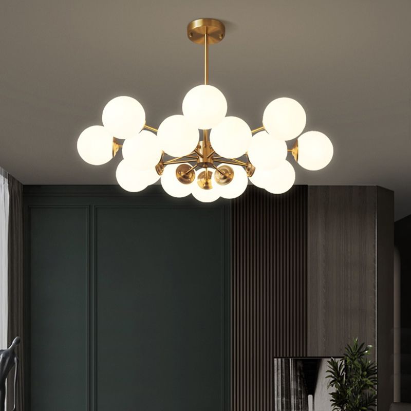 Modern Brass Chandelier Globe Multi Light Chandelier Pendant with Glass for Living Room