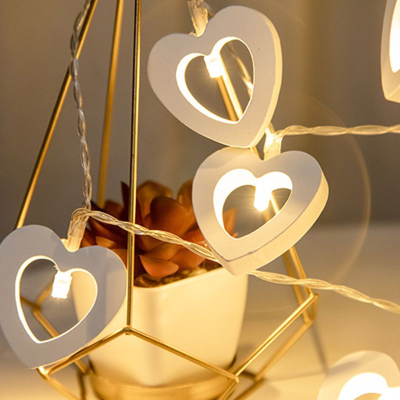 Wooden Heart Shaped String Light Decorative LED Festive Light for Wedding Party