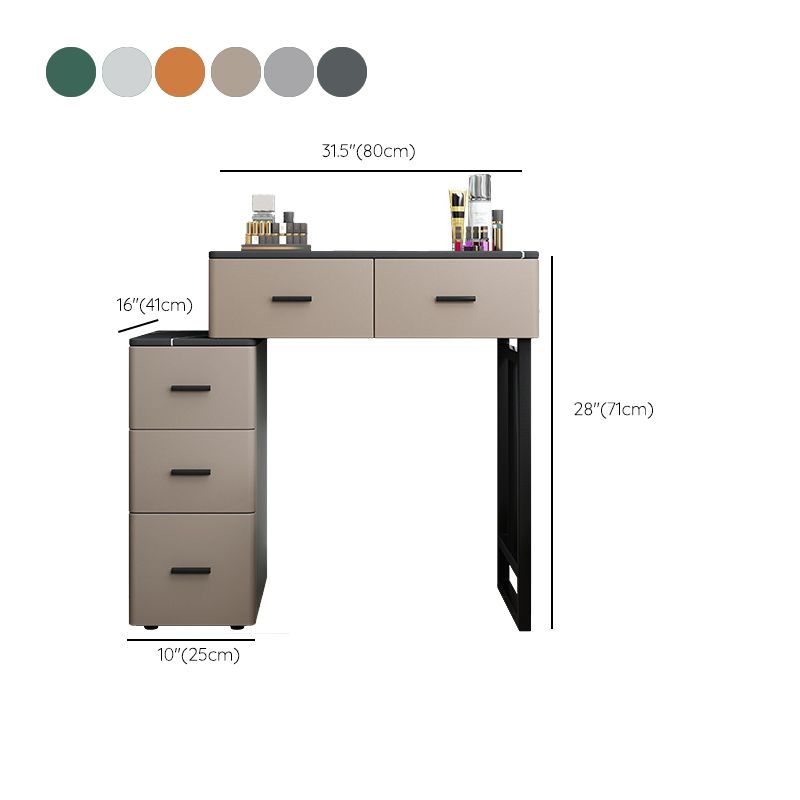 Mirrored Vanity Table and Stool Set 16.14" Wide Stone Top Vanity Desk