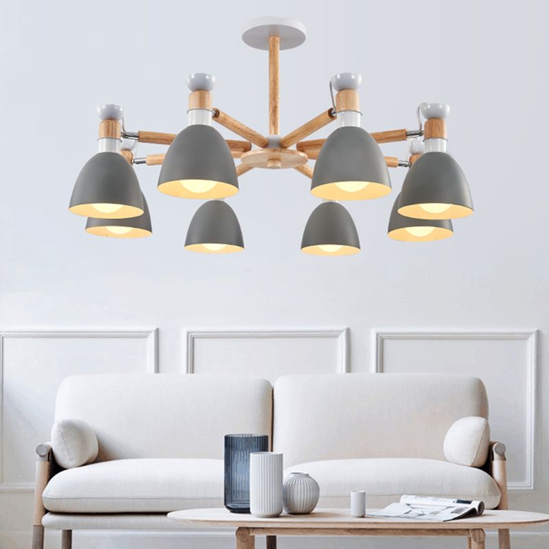 Multi Light Cone Hanging Chandelier Modern Macaron Style Metal Hanging Lamp for Bedroom