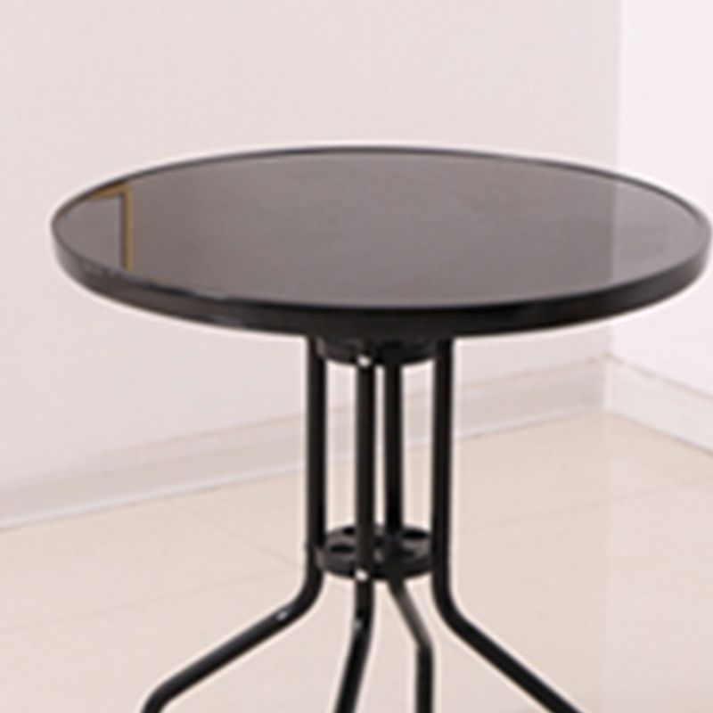 Black/Clear Bistro Table Contemporary Table with Metal Frame