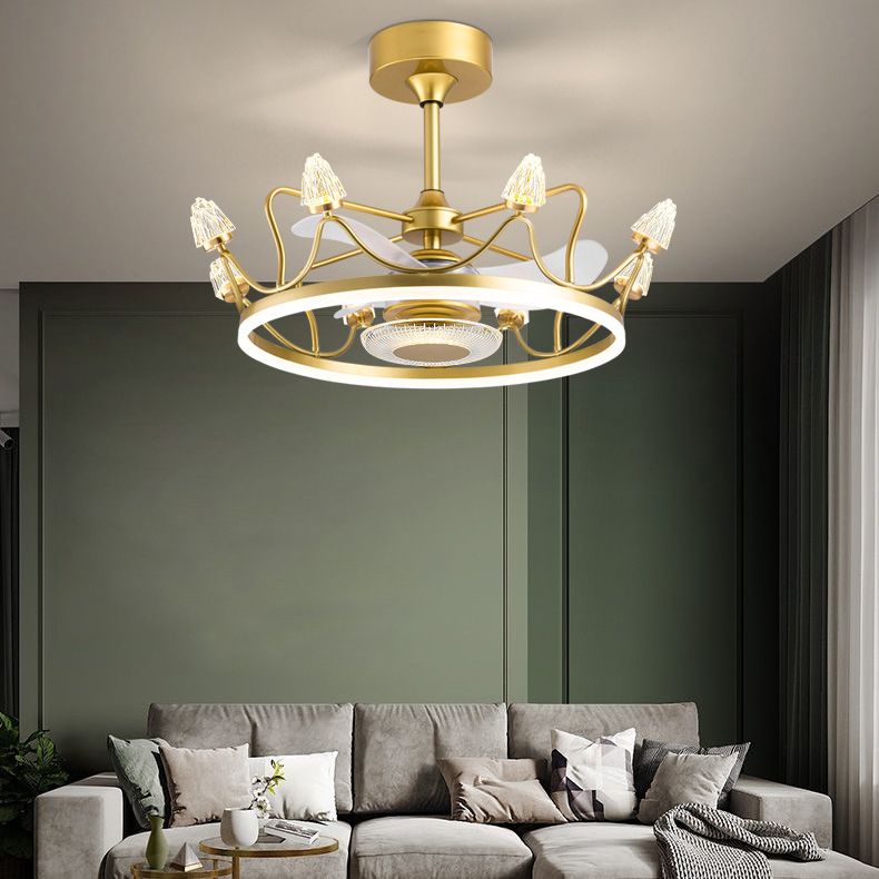 Interior LED Fan Light in Polish Gold Finish Contemporary Ceiling Fan