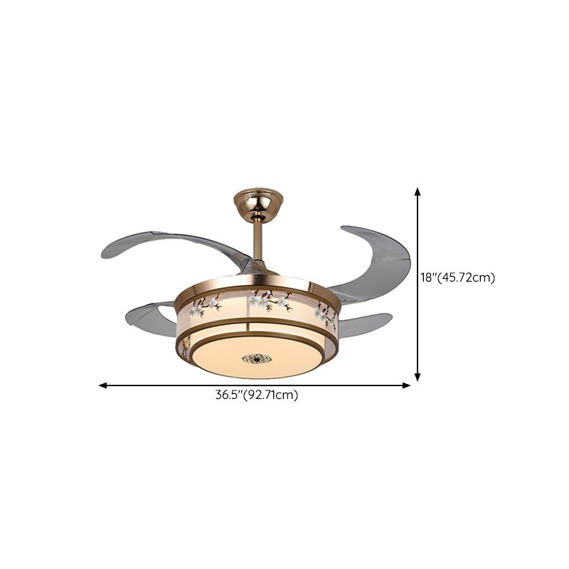 Modern Simple Ceiling Fan Lamp Cylinder Shape Ceiling Fan Light for Living Room