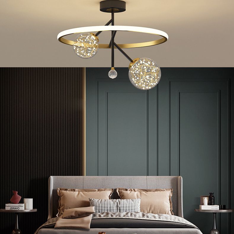 Simplicità contemporanea Circoli Lampada soffitto trasparente Globo Globo LED Light Light Cioncent Light per camera da letto