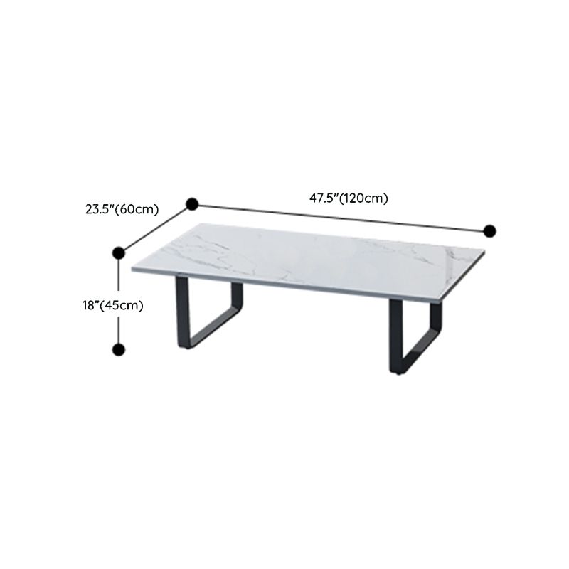 23" Wide Contemporary Patio Table Stone Rectangle White Coffee Table