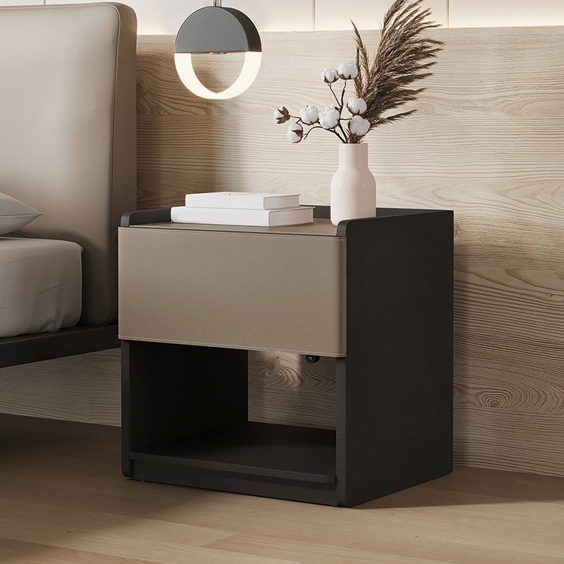 20" Tall 1 - Drawer Nightstand Modern Faux Leather Nightstand