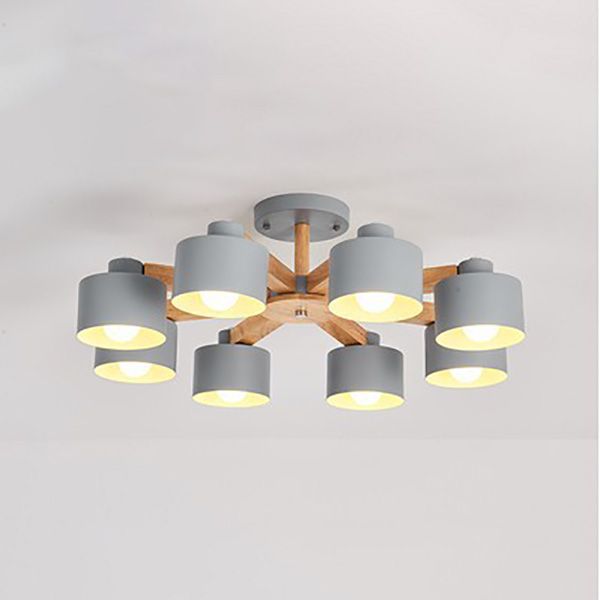 Metal Cylinder Hanging Light Fixtures Modern Style Multi Lights Ceiling Suspension Lamp