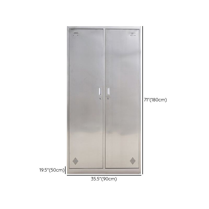 Silver Wardrobe Armoire Industrial Steel Wardrobe Closet with Lock