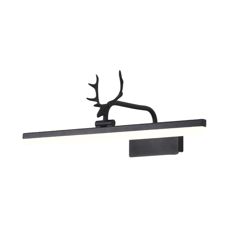 16"/22"/28" W Rectangle Vanity Mirror Light with Antler Rotatable Modern Acrylic Wall Lighting in Black/Gold/White