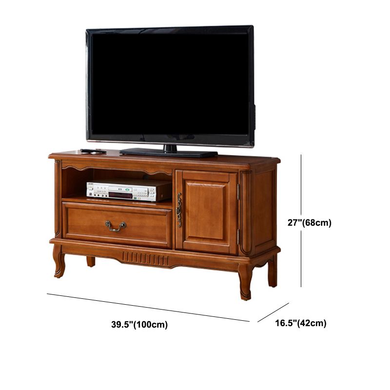 Wooden TV Cabinet Traditional Style Home Open TV Stand Console