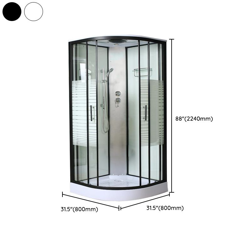 Contemporary Shower Kit Clear Tempered Framed Arc Shape Shower Stall