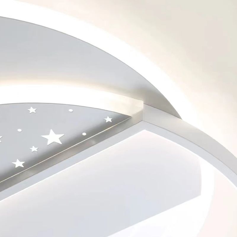 Modern LED Metal Flush Mount Geometric Shape Ceiling Light with Acrylic Shade for Bedroom