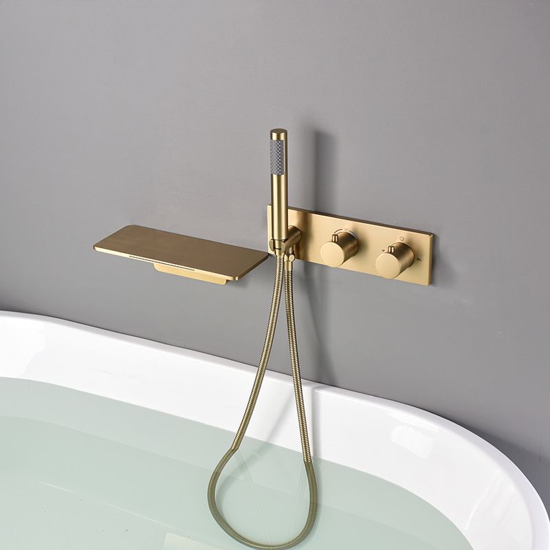 Modern Bath Faucet Solid Color Wall Mounted Waterfall Bathroom Faucet with Double Handle