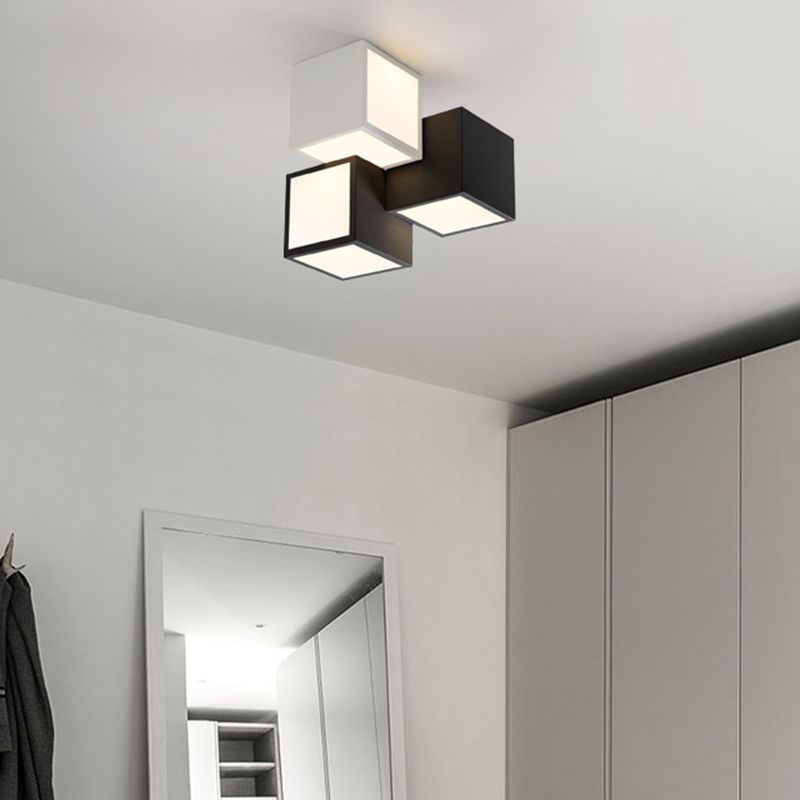 Square Shape Flush Mount Modern Style Acrylic 1 Light Flush Light in White/Black