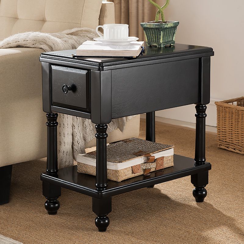 Modernistic Rectangular Side Table Solid Wood 4 Legs End Table