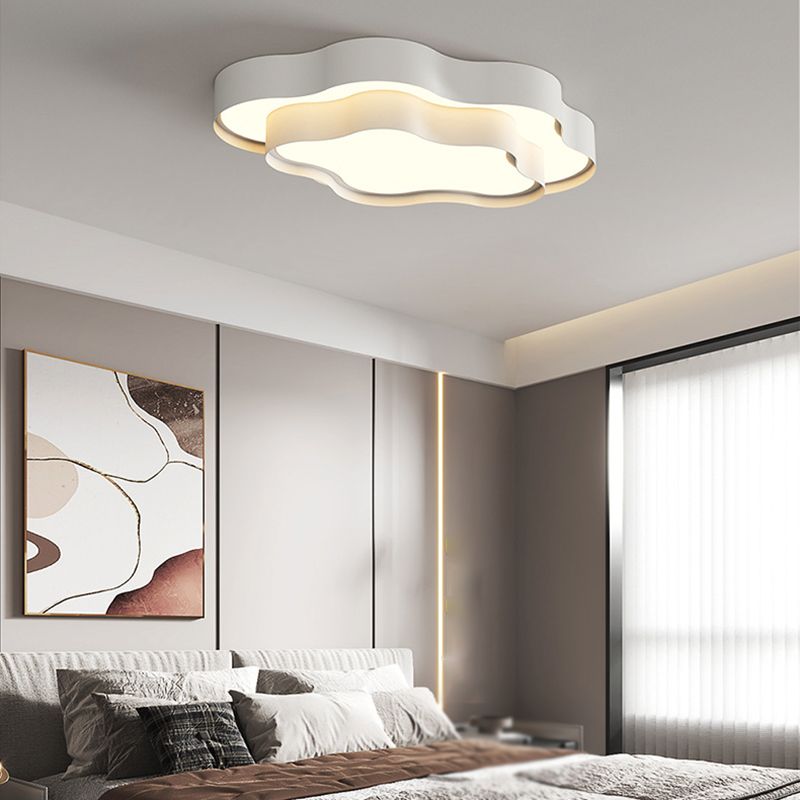 Contemporary Flush Mount 2-Tier Ceiling Mounted Fixture in White for Bedroom