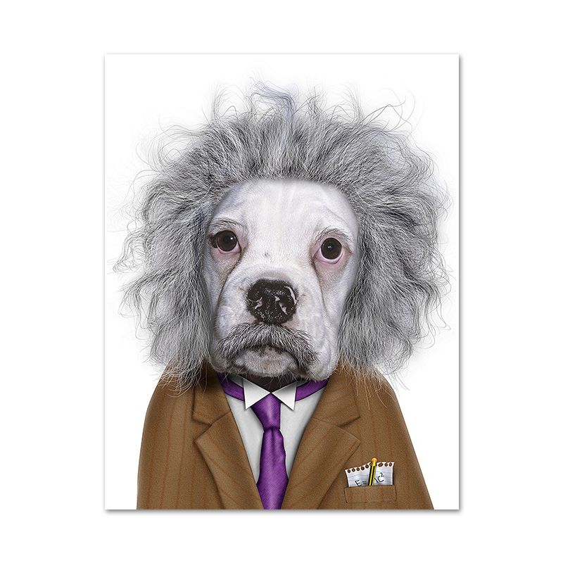 Funny Animal Superstar Wall Art Print for Sitting Room, Dark Color, Textured Surface