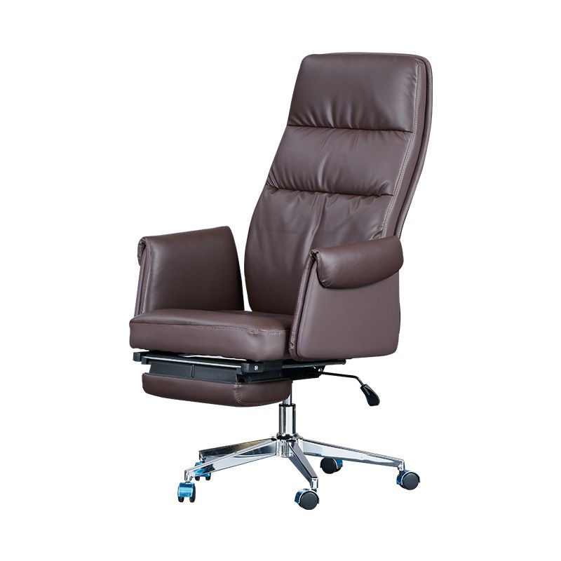 Contemporary High Back Managers Chair Brown Faux Leather Executive Chair