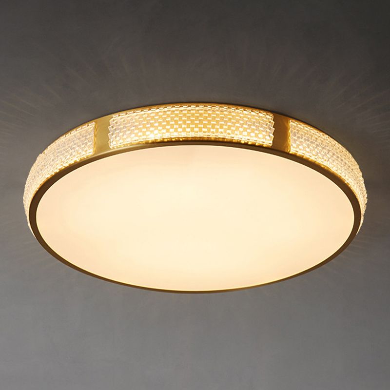 Contemporary Flush Light Brass and Acrylic Ceiling Lighting for Bedroom