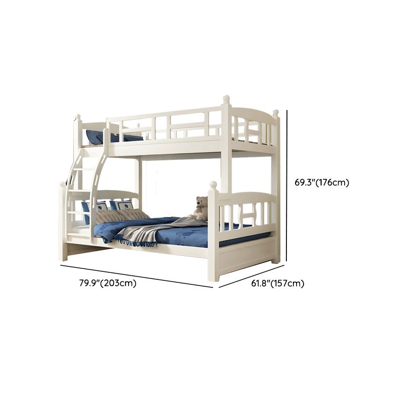 Traditional White Kid Bed Solid Wood Standard Bunk Bed with Ladder