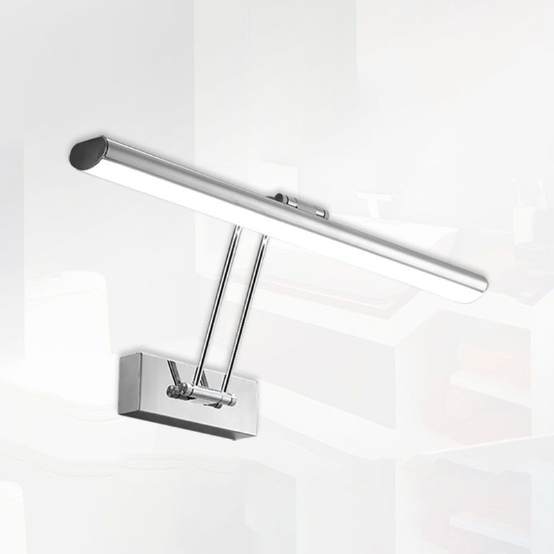 Lineal estilo moderno moderno tocador de metal ligero 1-luce luz de espejo LED para baño en plata