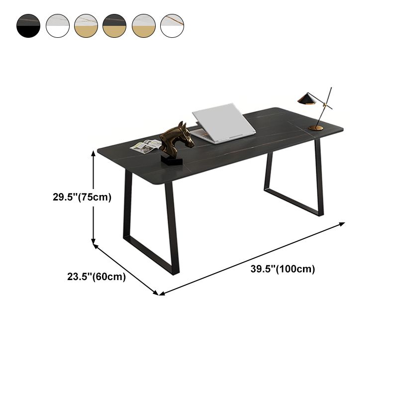 Glam Style Stone Writing Desk Rectangular Sled Base Writing Desk