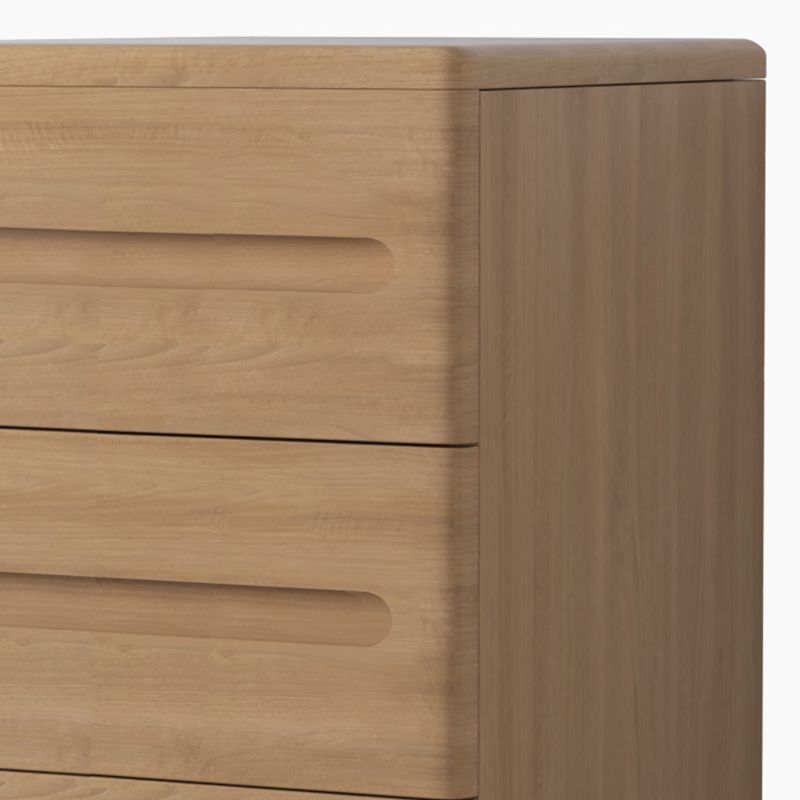 3-Drawer Solid Wood Nightstand Rubber Wood Modern Bedside Cabinet