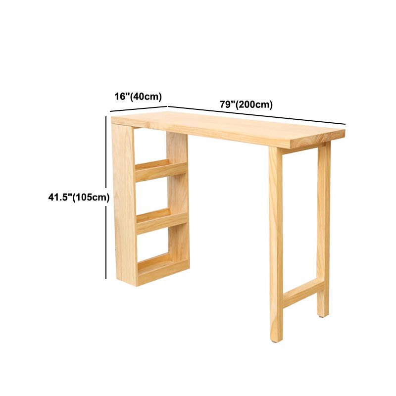 Living Room Cocktail Bar Table Modern Double Pedestal Pub Height Dining Table in Natural