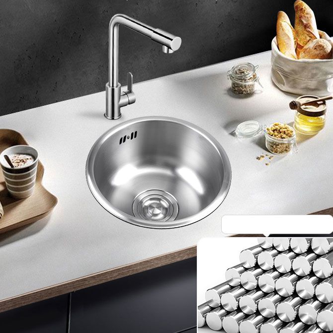 Round Stainless Steel Kitchen Sink with Drain Assembly Drop-In Sink