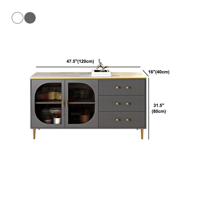 Glam Buffet Stand with Drawers Stone and Wood Buffet Sideboard