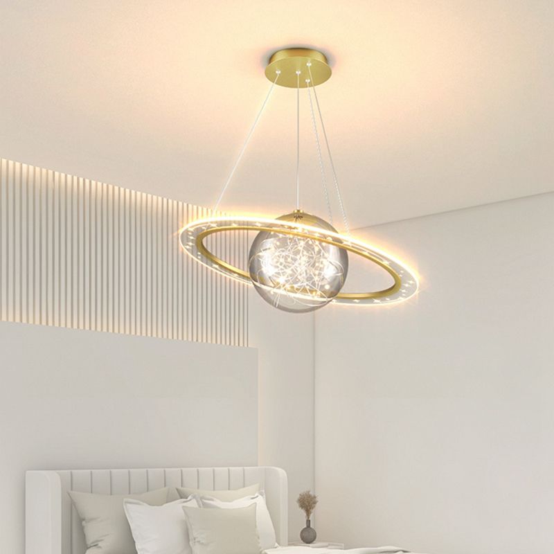 Modern Style Chandelier LED Hanging Pendant Light Fixture with Acrylic Shade for Bedroom