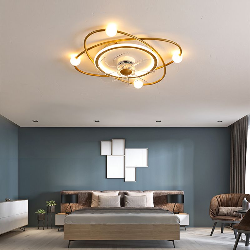 Modern Metal LED Ceiling Fan Light Creative Flush Mount Light for Living Room