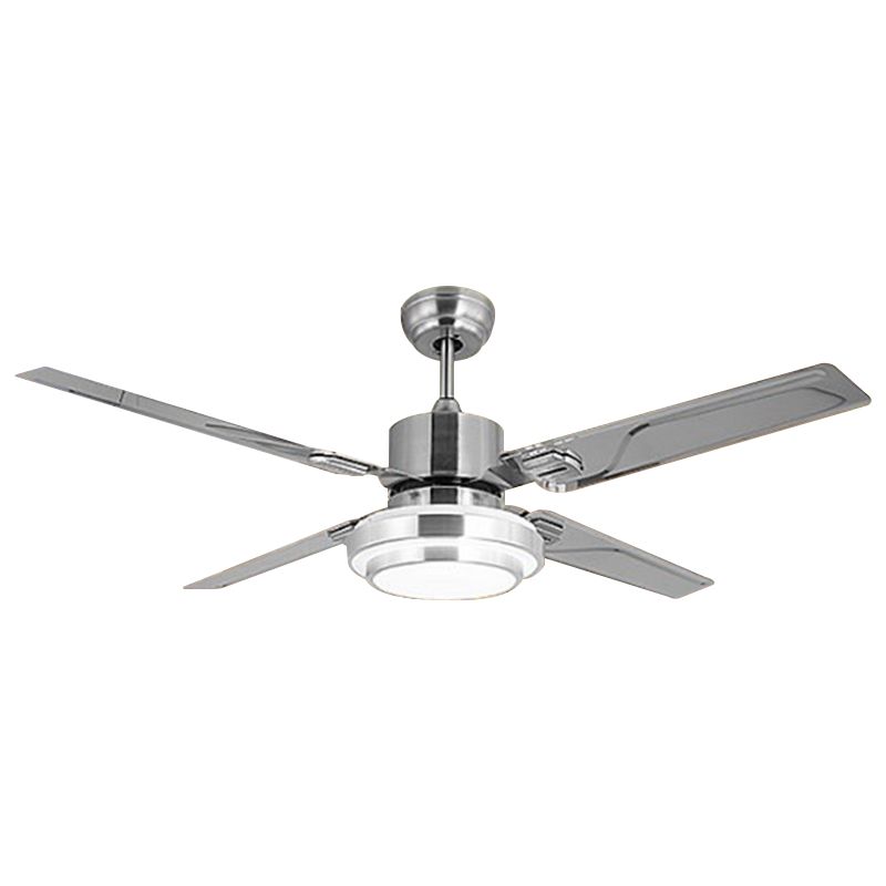 Gourde LED Semi Flush Lighting moderniste finition argentée métal 4 lames plafonnier lampe à lampe de lampe à fans, 42 "W