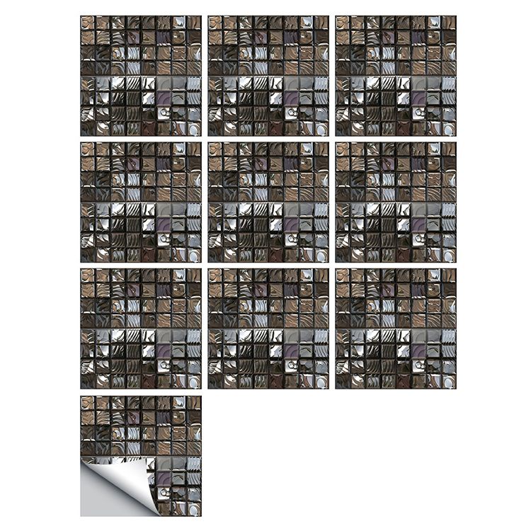 Square Peel and Stick Tiles Grid Mosaic Tile Indoor Wallpaper