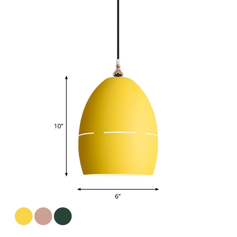 Metal Oval Shape Suspension Light 1 Light Macaron Loft Hanging Light for Dining Room