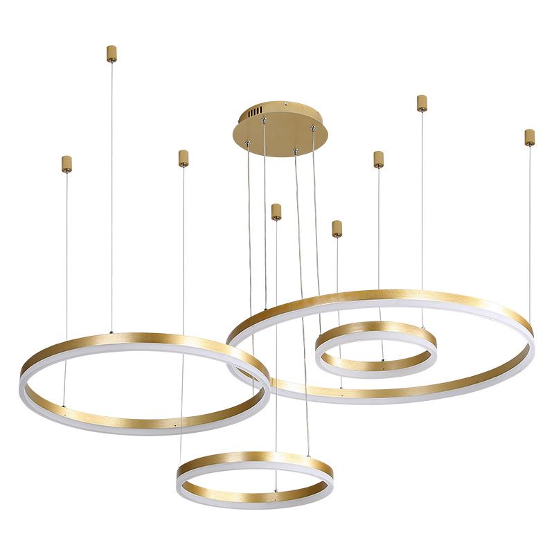 Nordic Gold Circular Clusters Pendant Restaurant Hanging Chandelier for Cafe