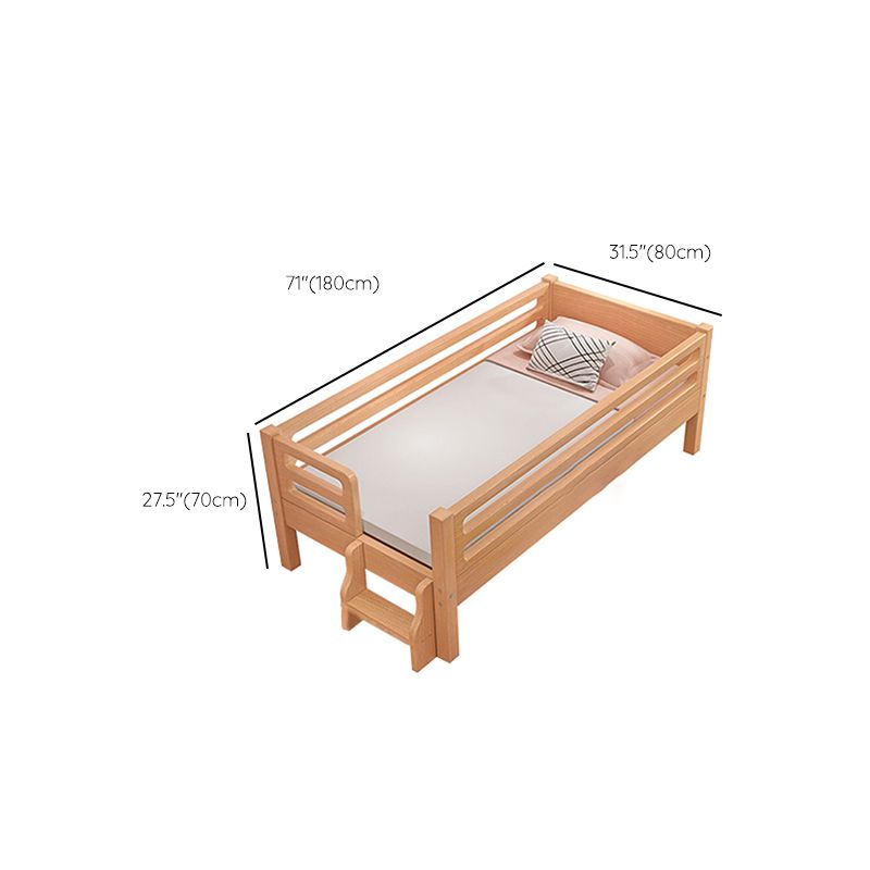 Nordic Style Solid Beech Nursery Bed with Mattress and Guardrail