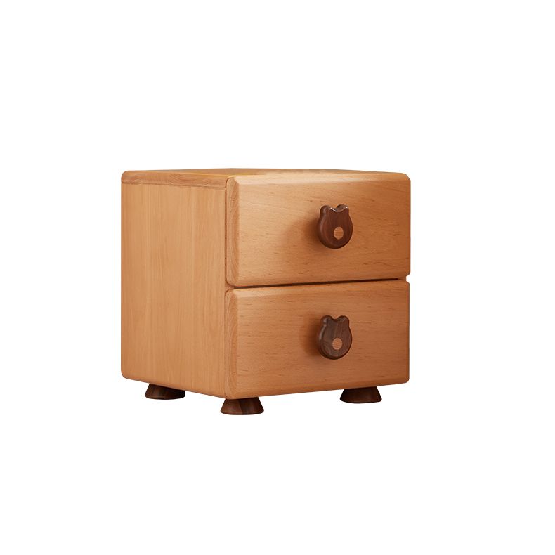 Natural Kids Bedside Table Modern Minimalist End Table for Nursery with Drawers