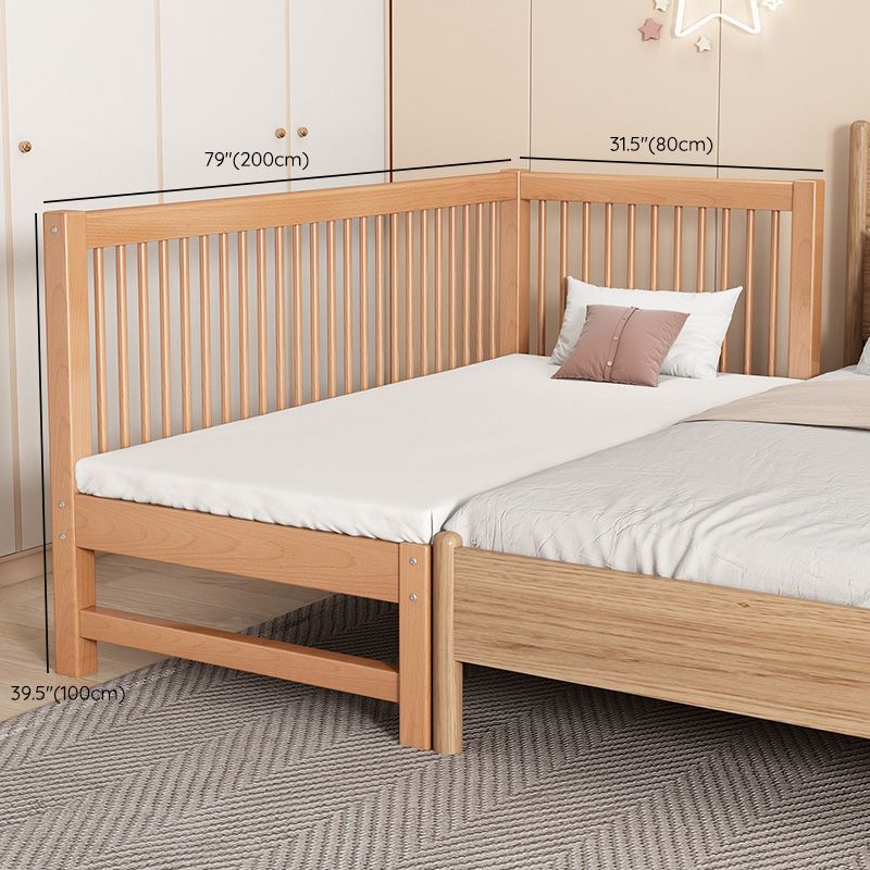Farmhouse Style Beech Crib Solid Wood Nursery Crib with Guardrails