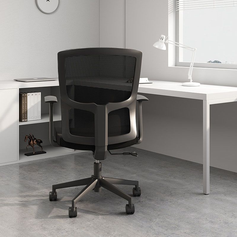 Black Mesh Rotatable Office Chair Height Adjustable Desk Chair with Wheels